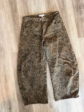 Blakely Leopard Print Barrel Jeans - Brown size 9